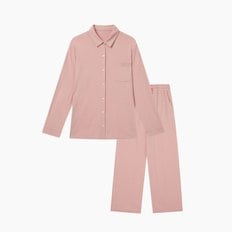 *정상가 49,900원*여 라이트 보드라운 피치스킨 컬러 파자마 세트_PINK