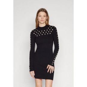 4432369 EvenOdd EYELET INSERTS NESK AND SLEEVES PERKIN NECK MINI BODYCON DRESS - Jumper dr