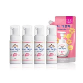 아이깨끗해 휴대용 핸드워시 레몬향 50ml 본품 x 4개+200ml 거품형 손세정제 위생용품