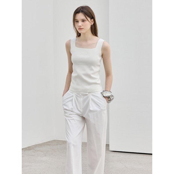 Classic Square Neck Knit Top_Ivory