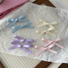 [옷자락] 여성 사계절 데일리 미니 리본 헤어클립