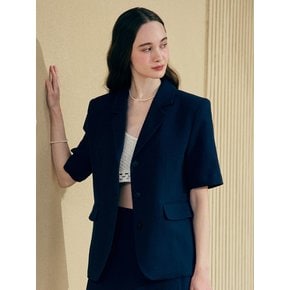 Linen Half Sleeve Jacket - Navy