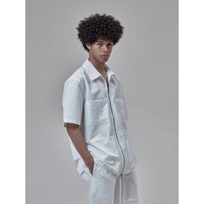 Mixed Zipper Shirt_White