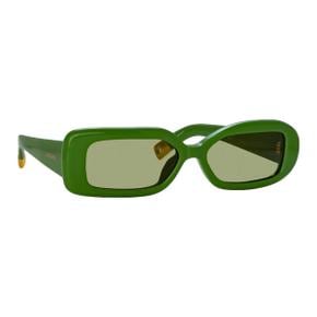 x Linda Farrow Rond Rectangular Sunglasses (Jade Green/ Yellow Gold/ Khaki)