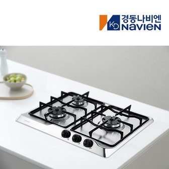  경동나비엔 주방 빌트인 3구 가스 레인지 스테인레스 쿡탑 렌지 560x430 CNB150-03BS