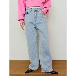 Vintage Pink Denim Pants - Light Blue