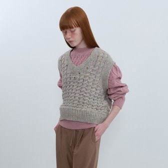 ahwe V-Neck Knit Vest_LIGHT BEIGE