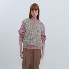 V-Neck Knit Vest_LIGHT BEIGE