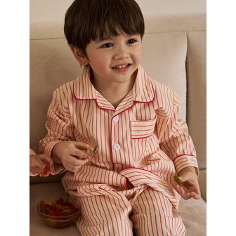 DOSSY 실크핏 러브썸 긴팔 키즈 잠옷 세트