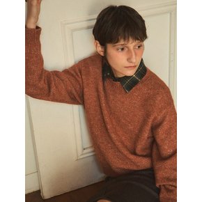 mixed Yarn hairy round knit_Brick