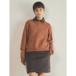 mixed Yarn hairy round knit_Brick