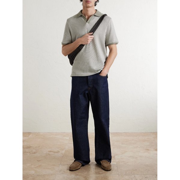 미스터 피 스트라이프 코튼 폴로 셔츠 46376663163009185