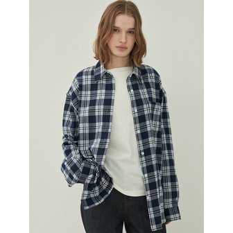 모트 베이직 박스셔츠-Check Navy