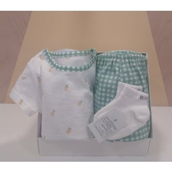 블루독베이비 GN)상큼파인 반팔내의,양말 선물세트(45370-054-10+45314-810-11)