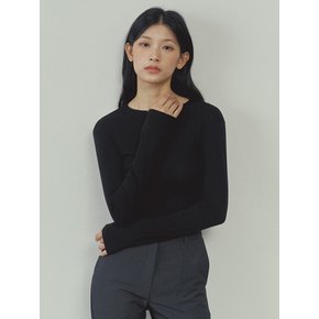U넥 위브 롱슬리브_black