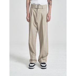 Linen Belted Pants (Beige)