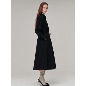 String front tuck shirt dress - Black