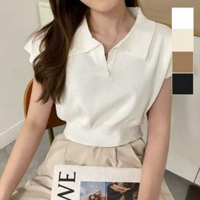 크롭핏 하프티 크루넥티 피케 니트스웨터넥카라 시즌 크롭탑