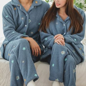 버블돌 행성 투피스 뽀글이 털잠옷 남성 여성 겨울잠옷 홈웨어 파자마 상하복