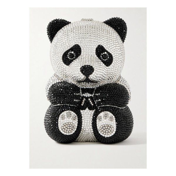 주디시 리버 쿠튀르 테디 베어 링 크리스털 장식 실버톤 클러치 블랙 46376663162971293