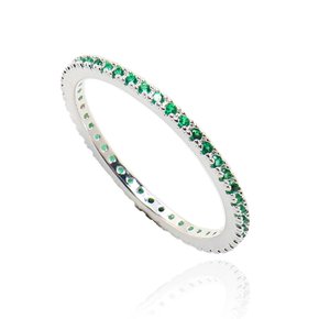 [Ir253]Green Sleek Pave Silver Ring