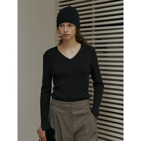 MERINO FINE WOOL WHOLEGARMENT RIB KNIT TOP