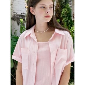 S Semi Crop Pocket Shirt_Pink