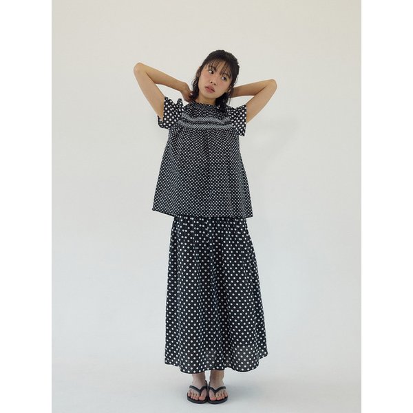 Moui Smocking Blouse 무이 스모킹 블라우스 (도트 블랙) S/M