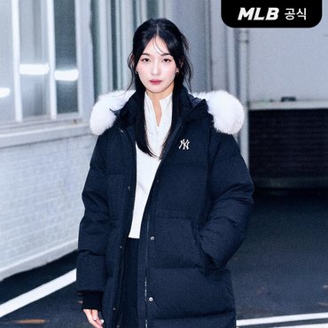 MLB [엠엘비코리아공식] [정상가 579,000원] 여성 커브 롱 패딩 NY (Black)