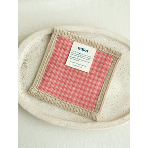 square tea coaster - corduroy cherry pink check