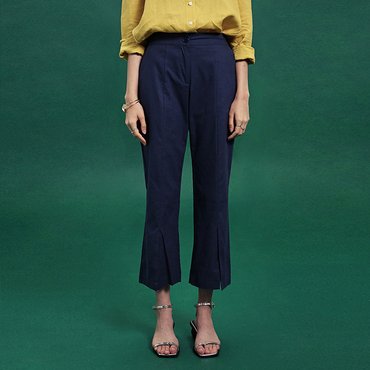 딘스 SLIT BANDING SEMI WIDE PANTS_NAVY