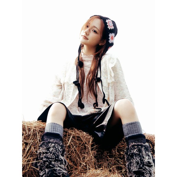 [KiiiKiii PICK] 플라워 배색 니트햇_T256MCP138W