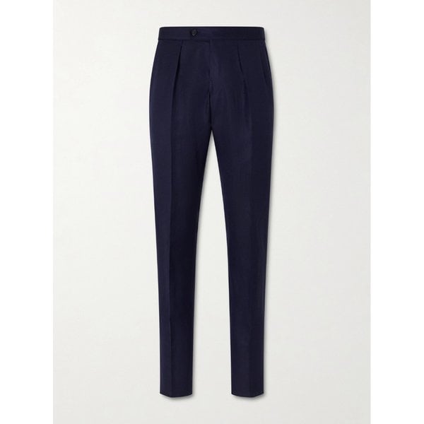 테이퍼드 플리츠 울 리넨 블렌드 팬츠 46376663163003713