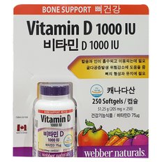 [9/12 낮12시 주문건까지 명절전출고]webber naturals 비타민d 1000 IU  205mg 250캡슐