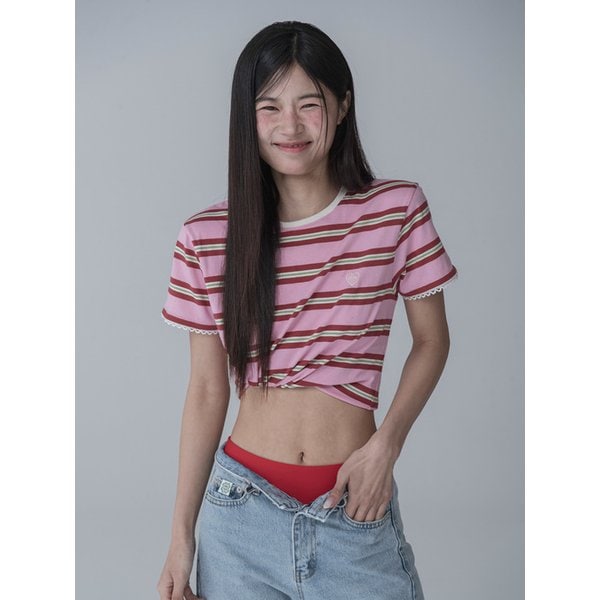 [리퍼브]GOOD CHOICE STRIPE TSHIRT_PINK