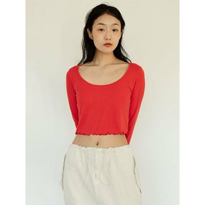 U NECK CROP TEE_RED