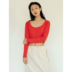 U NECK CROP TEE_RED