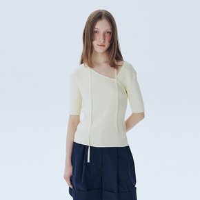 Asymmetric V-Neck Sweater_LIGHT YELLOW