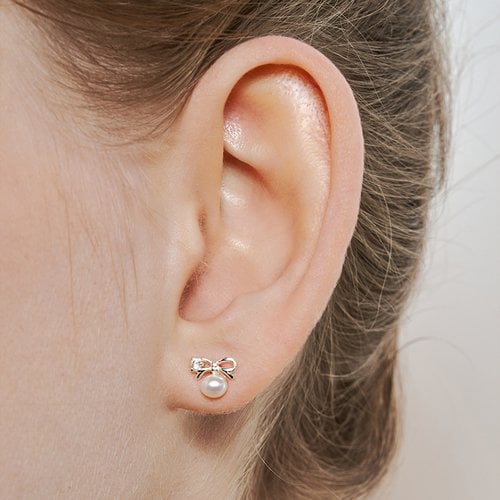 [Hei][sv925] kitty ribbon earring
