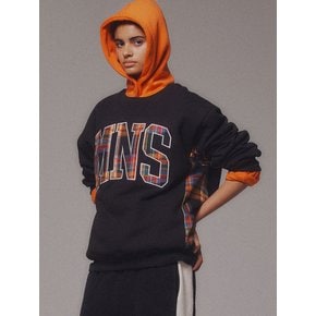 Check Combination Sweatshirt_Black_기모원단