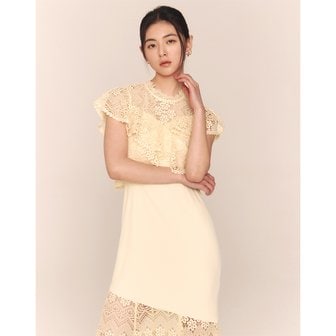 S BLANC [최초가:398000원]Kino / Lace Block Long Mermaid Dress