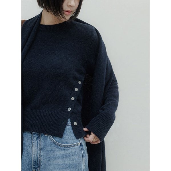 끌레르 라쿤 메리노울 니트(네이비)