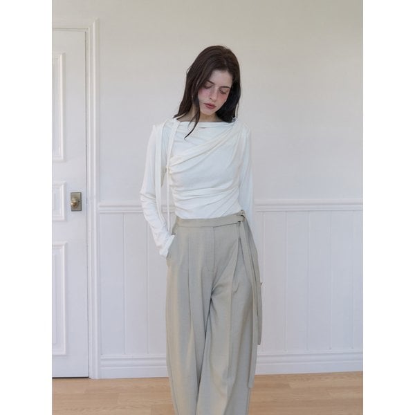 25FW Shez shirring wrap Tee Shirt (Tie Set) 2color