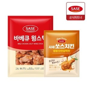 바베큐 윙스틱 1kg + 쏘스치킨 윙봉 단짠갈릭맛 560g