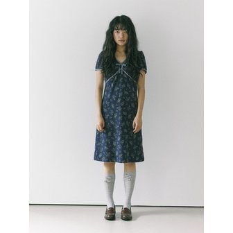 호쿠스포쿠스 Terry flower dress / Navy