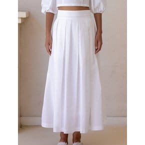 Isla White Pleated Maxi Skirt