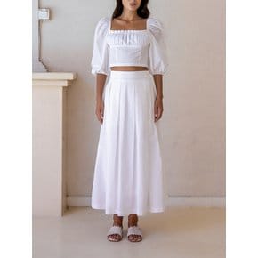 Isla White Pleated Maxi Skirt