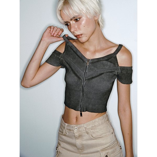 [리퍼브]DYING LAYERED ZIP-UP [GREY]