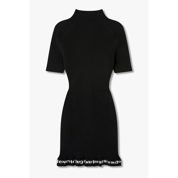 리브드 하프 집업 숏 슬리브 드레스 3616161108000