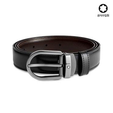 몽블랑 [공식] 말발굽형 버클 30mm 블랙/브라운 리버서블 레더 벨트 128803
